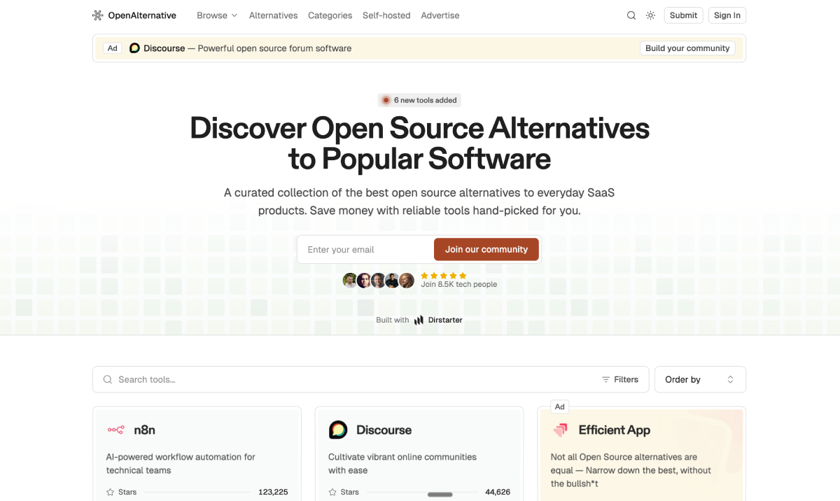 OpenAlternative screenshot
